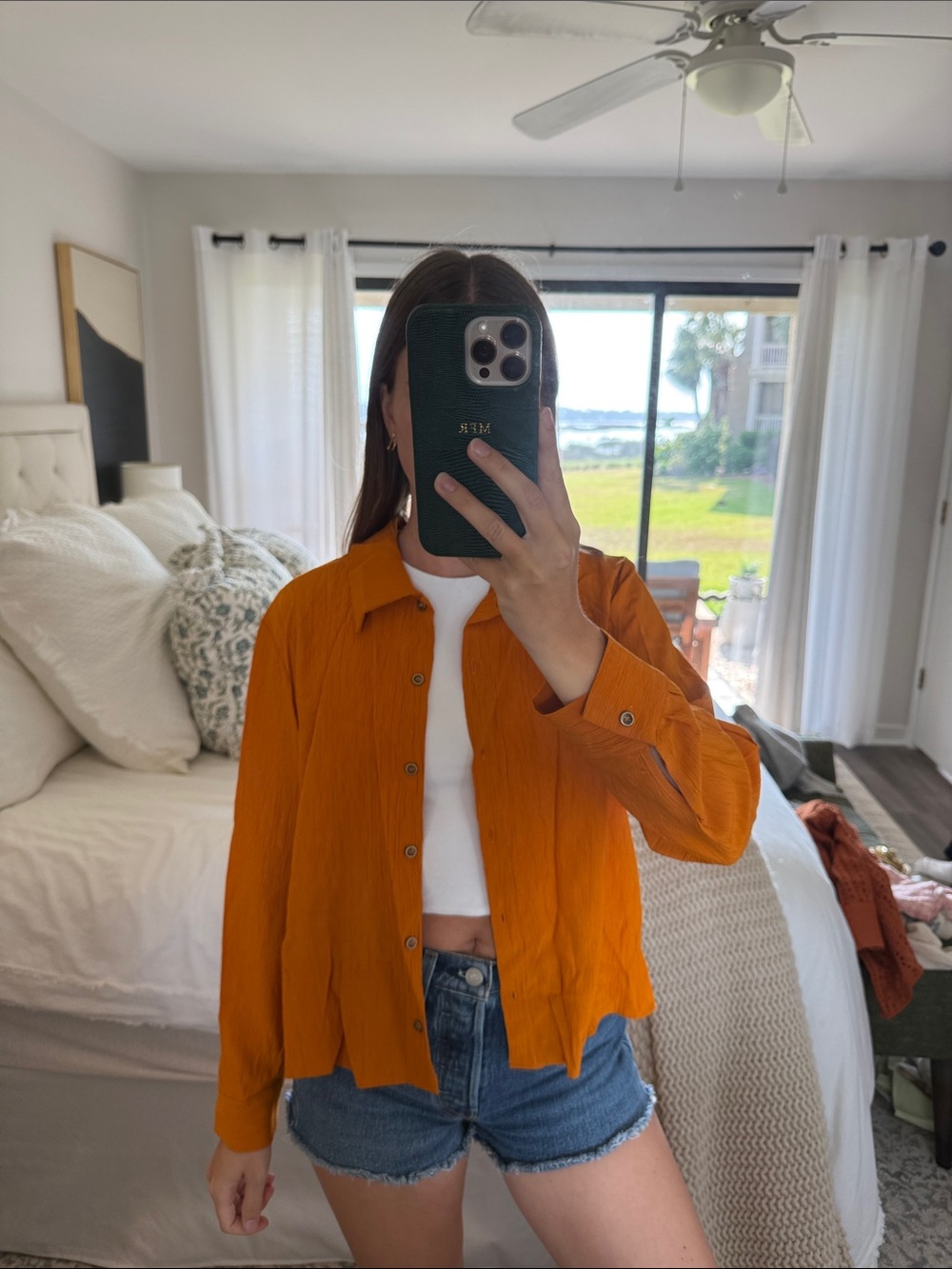 Zara Textured Orange Shirt